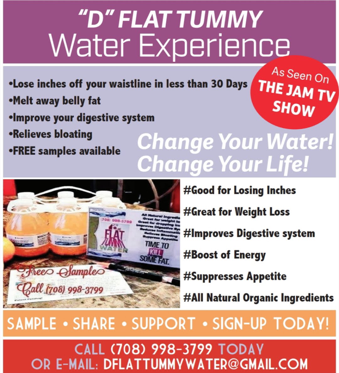 *Thirty (30) Day Supply of "D" Flat Tummy WaterTM=$48.00 +plus shipping