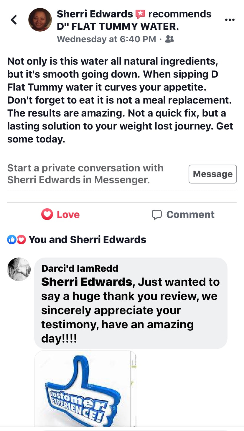 *Thirty (30) Day Supply of "D" Flat Tummy WaterTM=$48.00 +plus shipping