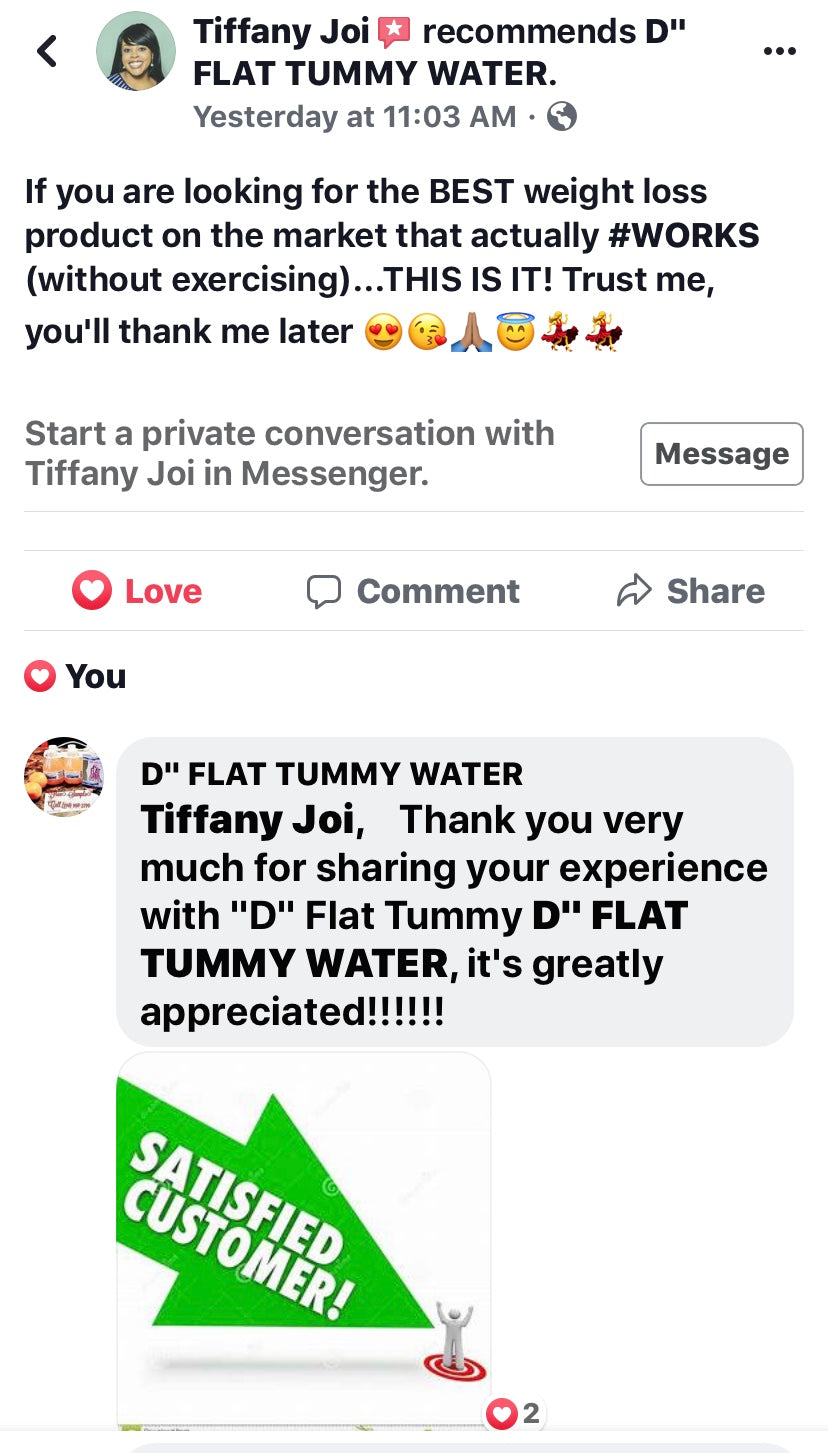 *Twenty-Four (24) Day Supply of "D" Flat Tummy WaterTM =$39.00 +plus shipping